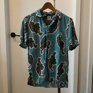 Zara relaxed collared shirt, size S, tiger print